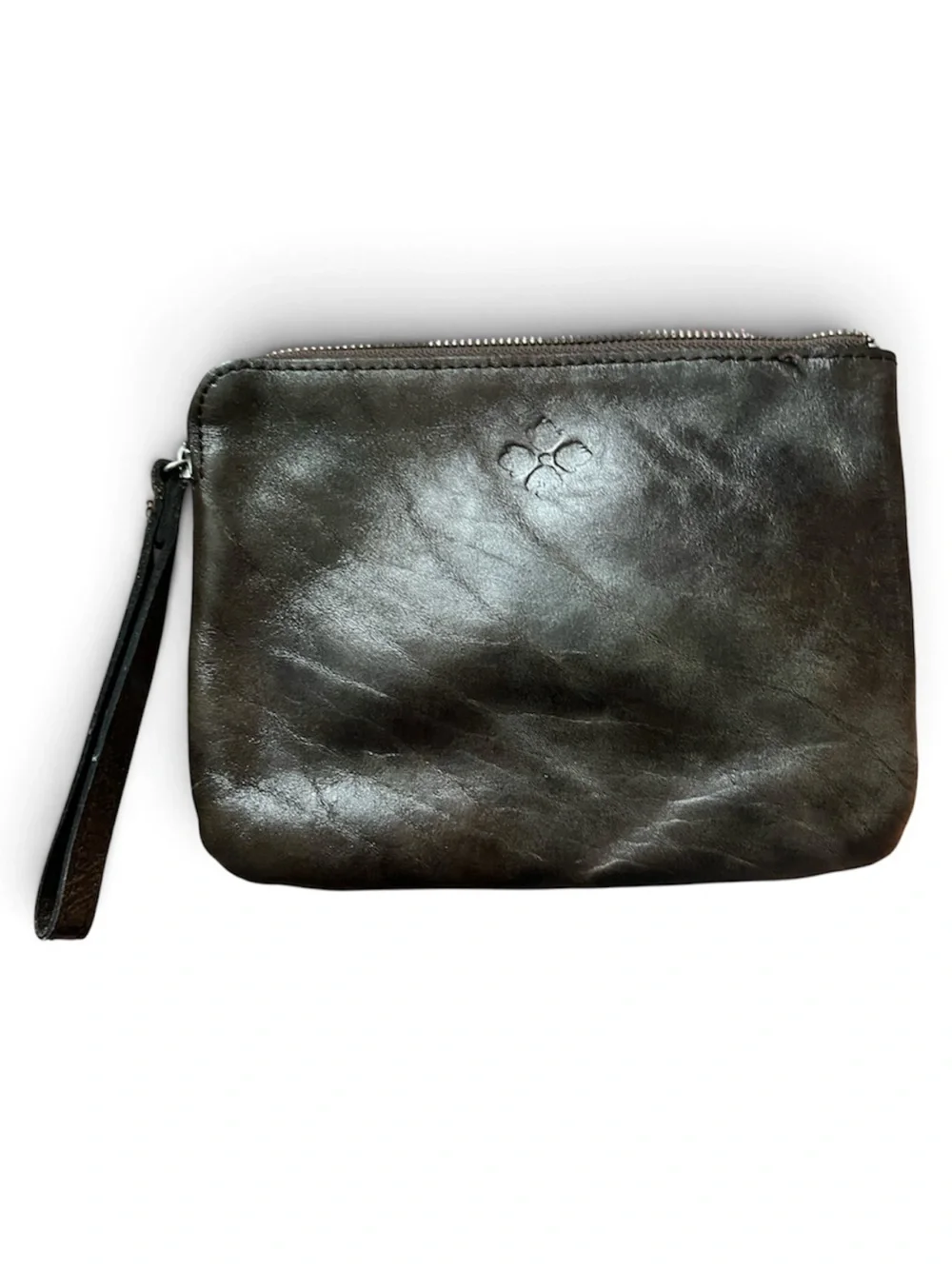 Patricia Nash~Hand-Tooled Floral Leather Wristlet in Turquoise and Brown